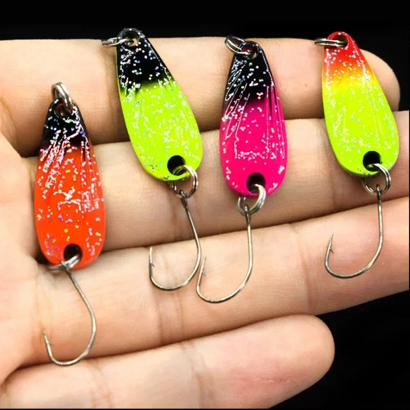 4pcs Mini Spoon Jig Trout Bass Winter Tackle Fishing Lure Set Metal Single Hook Spinnerbait Stream Artificial Bait Hard Wobbler