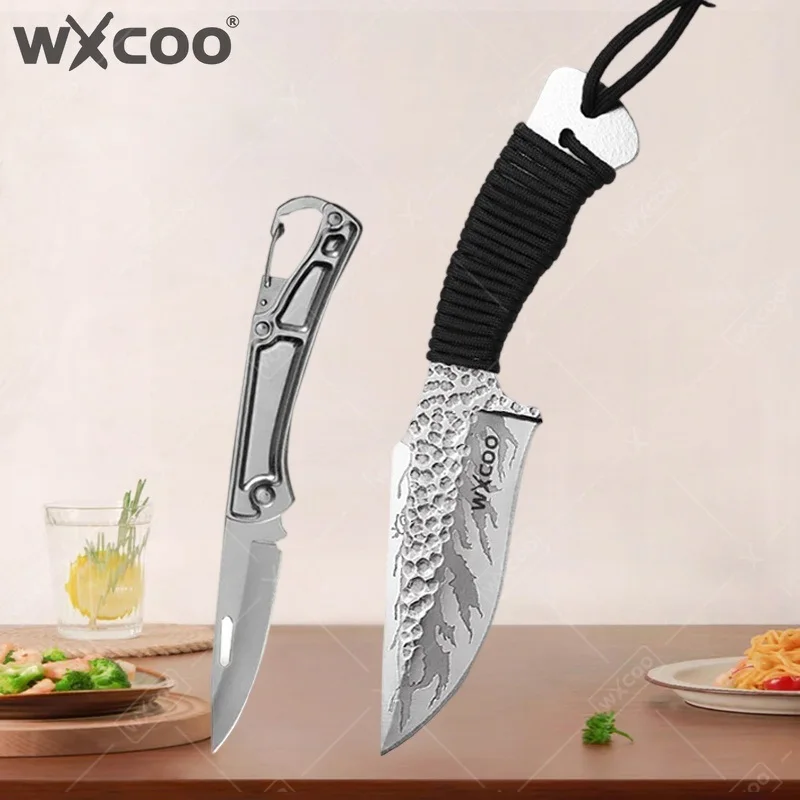 WXCOO Stainless Steel Forged Knife Meat Boning Butcher Slicing Cleaver Kitchen Barbecue Full Tang Cooking Tool