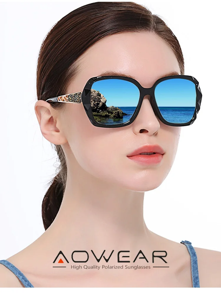 AOWEAR Vintage Rosa Spiegel Sonnenbrille Frauen Polarisierte Quadratische Gradienten Sonnenbrille für Damen Klare Übergroße Lunette De Soleil – Detail 1