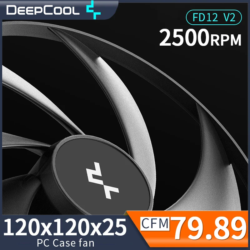 DeepCool FD12 V2 Silent Ring PC Case Fan PWM 500-2500rpm Large Air Volume Dynamic Balance Cooling Fan for CPU Cooler Radiator