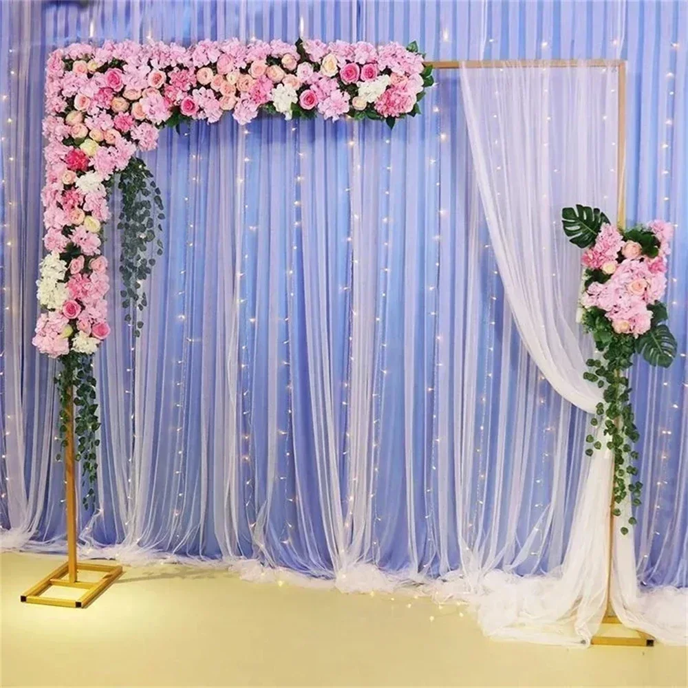 Garden Style Wedding Square Iron Arch Artificial Flower Door Frame Holiday Party Balloon Arch Decoration Baby Shower Backdrop