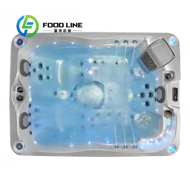 Swim Spa Pool Whirlpool Bathtub 6 Person Corner Outdoor Patio Heated Hydrotherapy Tub LED Ambient Light Wholesale Price 220V