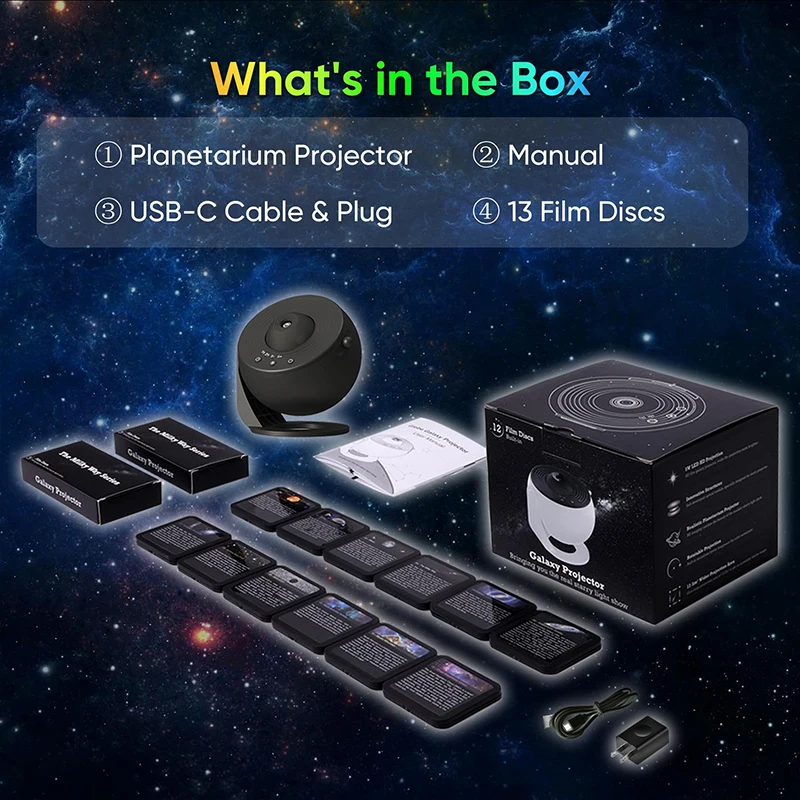 Dream LED Night Light Star Projector 13 in 1 Planetarium Galaxy Projector Lamp 360° Rotate for Bedroom Valentines Decor Day Gift