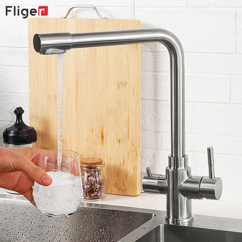 

Fliger Filter Kitchen Faucets Stainless Steel Kitchen Sink Faucets Drinking Tap Water Purification Tap Sink Mixer Tap Torneira