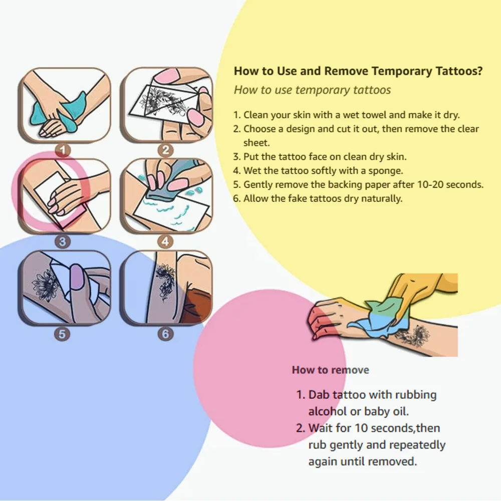 63 قطعة من ملصقات الوشم المؤقت الجنية، ملصقات منزلية كرتونية، ملصقات وشم مؤقتة للفتيات والبالغين