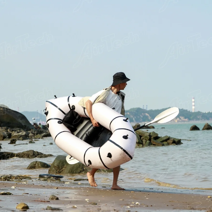 OEM Whitewater Bikerafting Inflatable Packraft With 5cm Drop Stitch Floor PVC Material Foldable And Stable Self-Bailing Ride