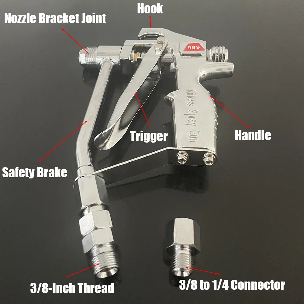 Pressure 3600PSI High-Pressure Airless Spray Paint Accessory Gun, 3/8 to 1/4BSP Connector, Suitable For Spray Painting Machines