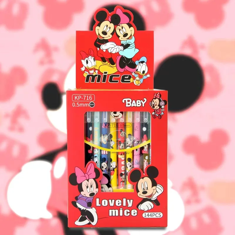 

48 pcs/lot Disney Mickey Erasable Gel Pen Cute 0.5mm Black Ink Signature Pens Promotional Gift Office School Supplies