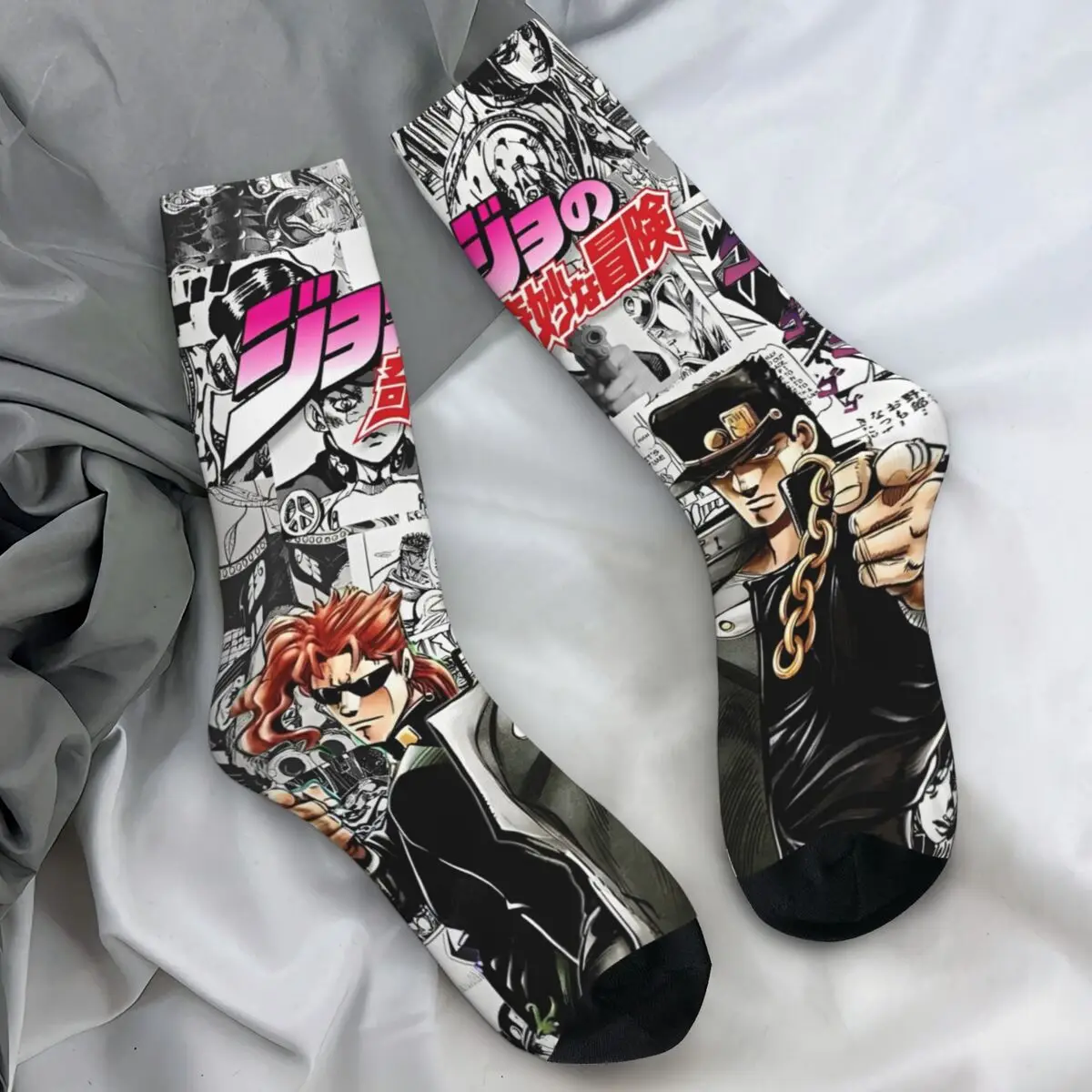 JoJos Bizarre Adventure 양말 일본 만화 우아한 스타킹 성인 남성 부드러운 통기성 러닝 양말 가을 안티 슬립 양말