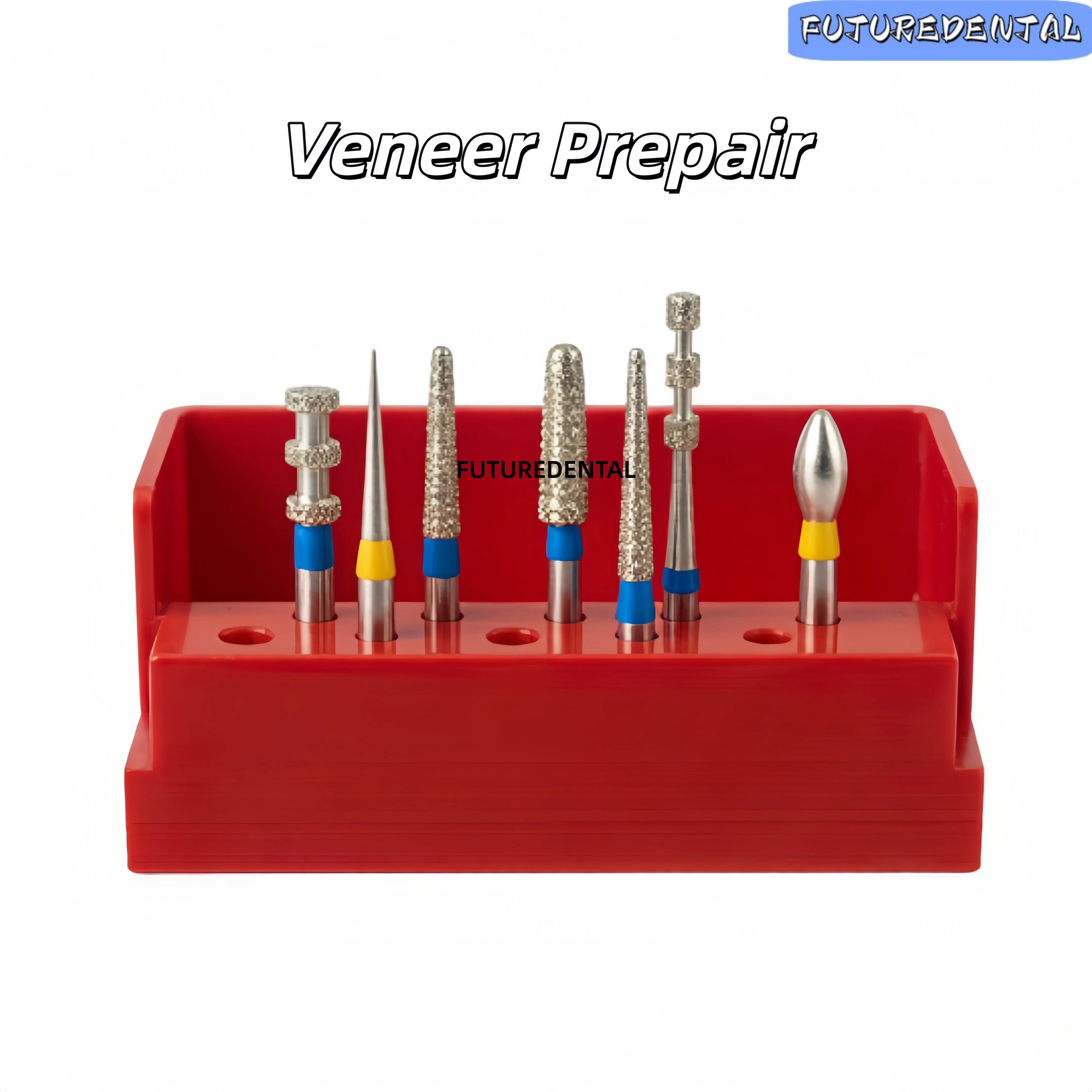 Dental porcelain veneer preparation diamond set | 7 high-precision cutting grinding head diamond car needles