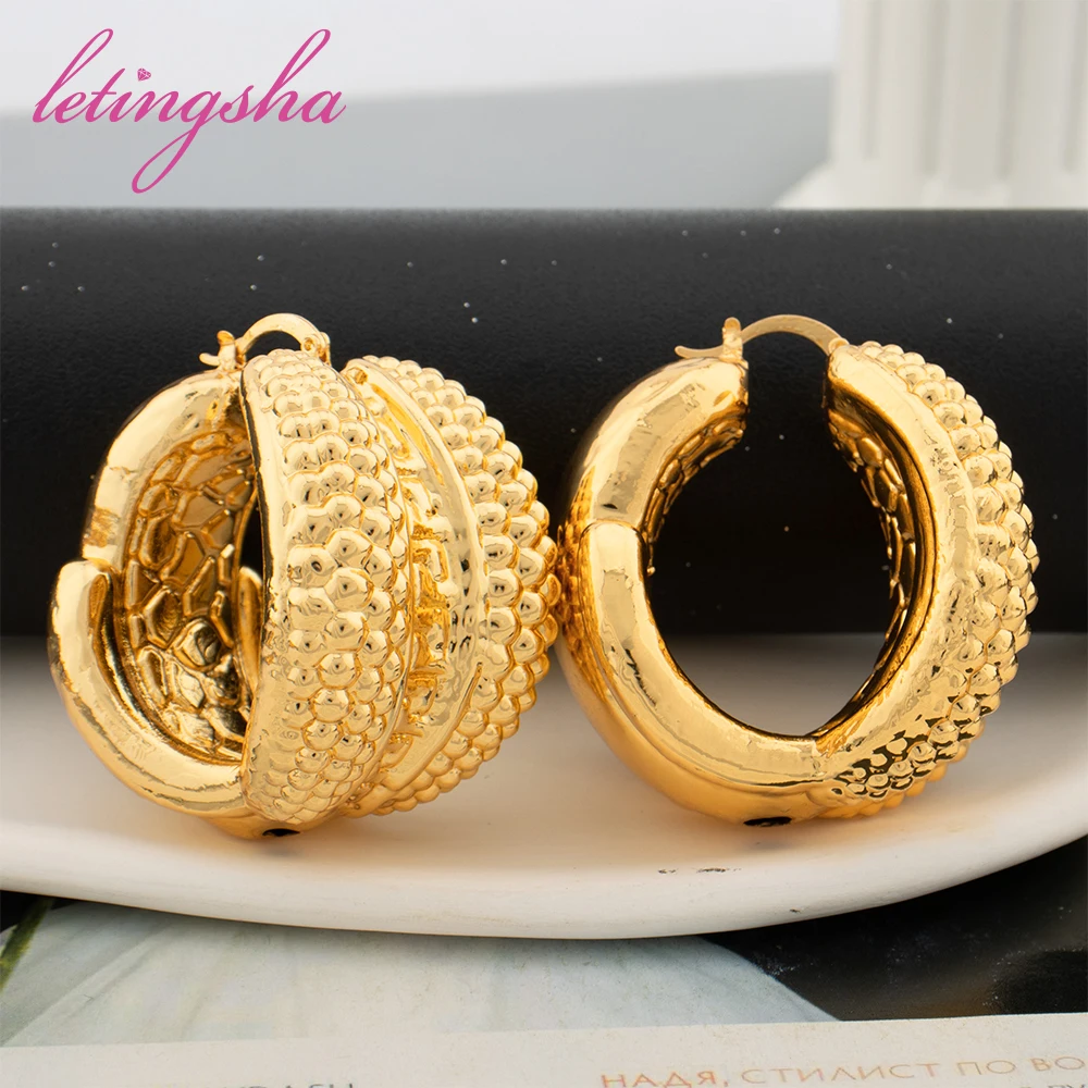 Drop Women Gold Plated Earrings Lady Fashion Brass Twist Round Earring for Girls  Hoops Chunky Small Gold Hoop Earrings