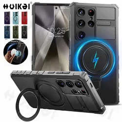 Case For Samsung S25 Ultra S24 Ultra S23 S22 S21 S24 FE Magsafe Stand Ring Magnetic Ring Holder Protection Stands Kickstand Case
