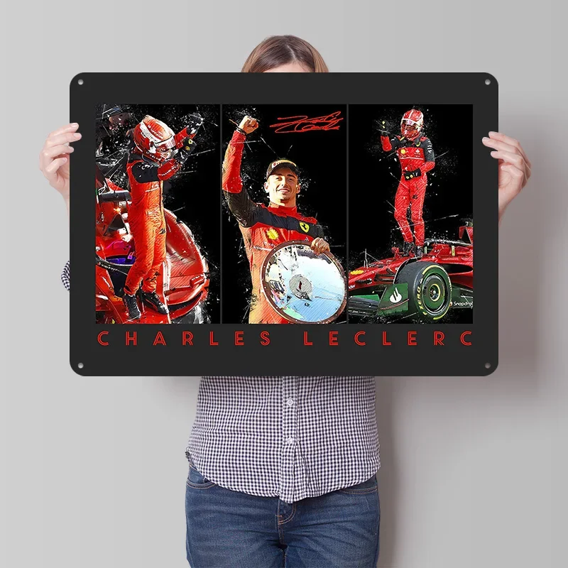 Charles Leclerc Personalized 3D Textured Metal Poster Wall Art Tinplate Sign for Home Decorations Living Room Office Decoration