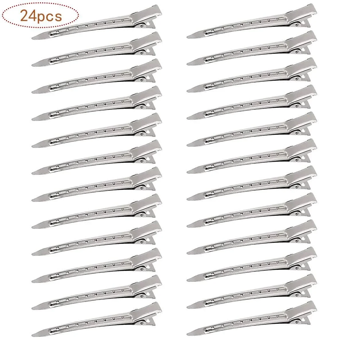 Hair Clips for Rollers Pin Curl Clip Metal Duckbill Hair Clips for Women Styling 24Pcs (3.5 Inch) Silver Larger Alligator Curl L