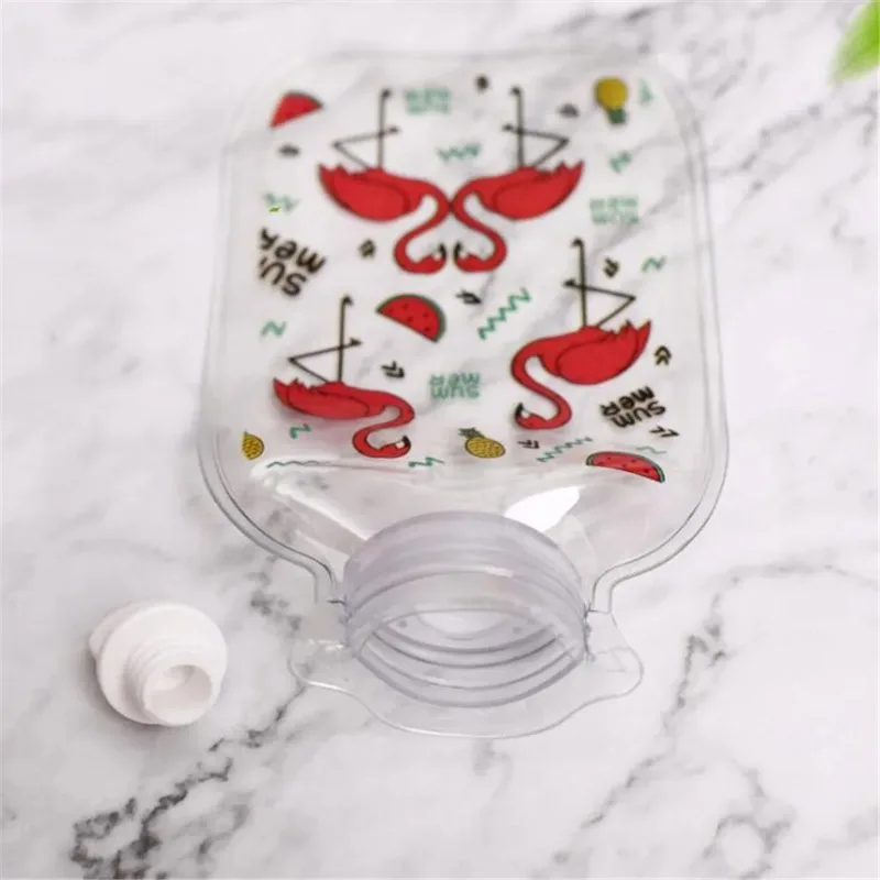 New Cute Transparent Hot Water Bottle Warm Belly Treasure Cartoon Hand Warmer Filled Mini Explosion-proof Portable Hot Water Bag