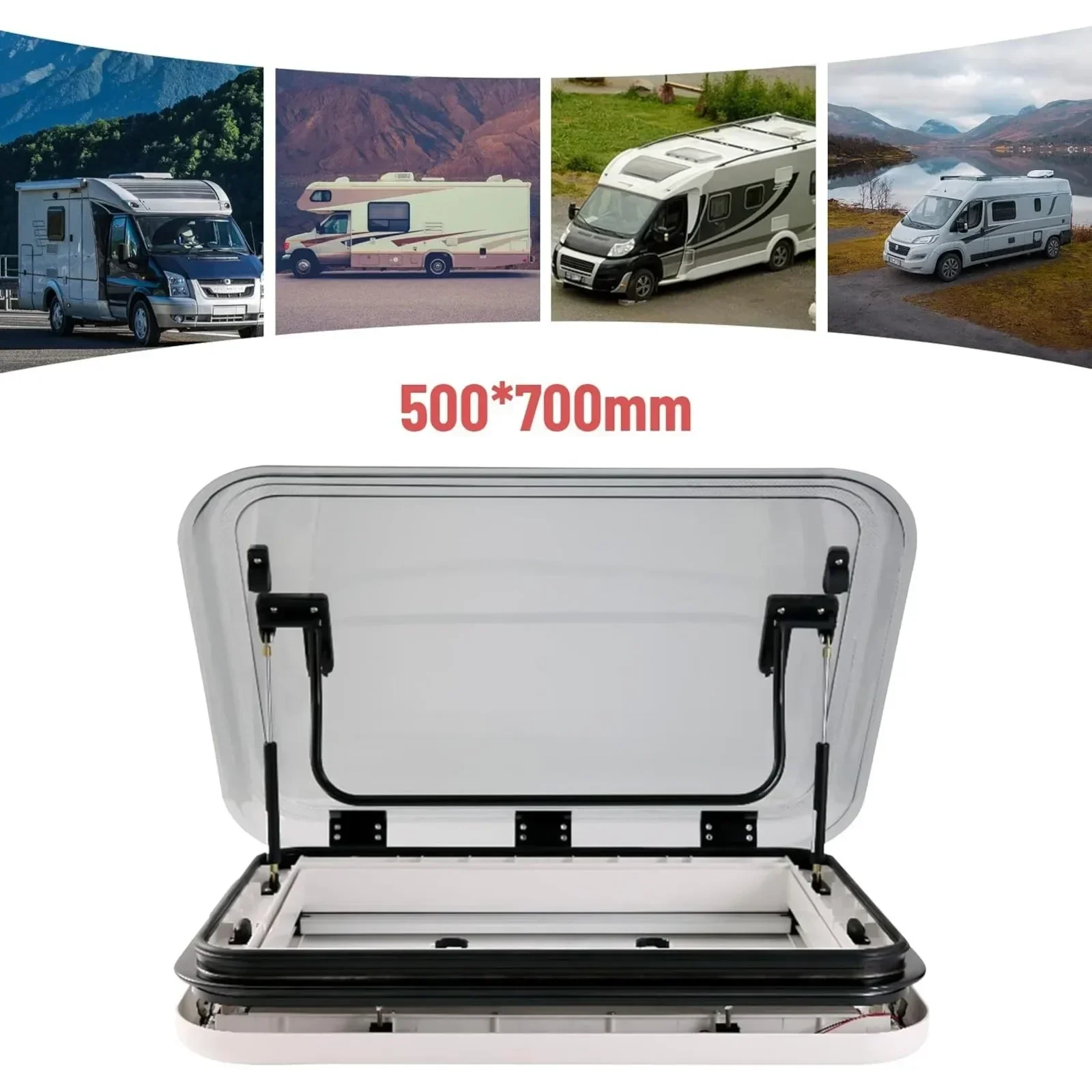 

700*500mm RV Roof Window Skylight with LED, RV Skylight Roof Vent Hatch, Motorhome Camper Roof Vent