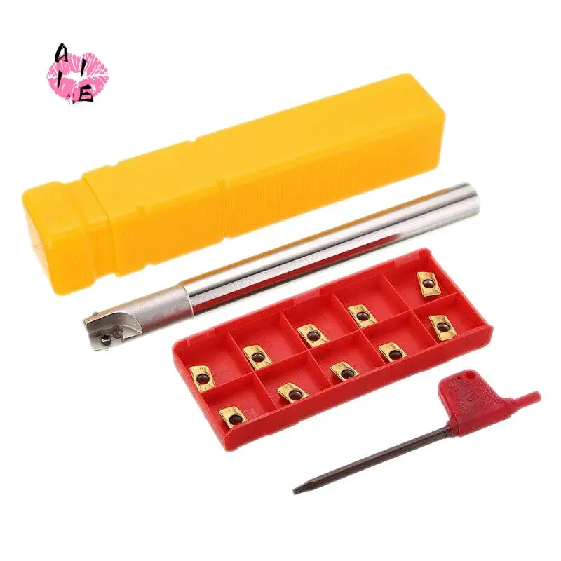 A11E-Bap 300R C14-14-130 Milling Cutter Tool Holder 12 X 130Mm + 10Pcs Apmt1135pder Inserts + Wrench For Cnc Milling Machine