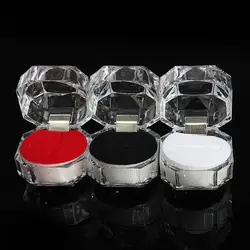Nice Beautiful Clear Crystal Ring Box Organizer Earrings Brooch Storage Jewelry Box Display Case