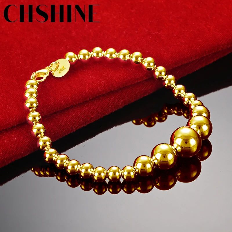 

CHSHINE 18K Gold Smooth Beaded Bracelet For Women Wedding Engagement Party Fashion Charm Jewelry