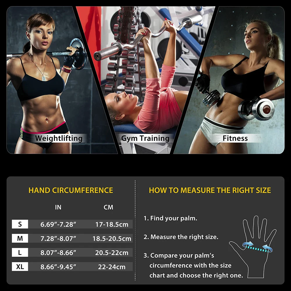 Gym Gloves Fitness Weight Lifting Gloves Training Sports Body Building Exercise Cycling Workout Glove with Wrist Wrap Support