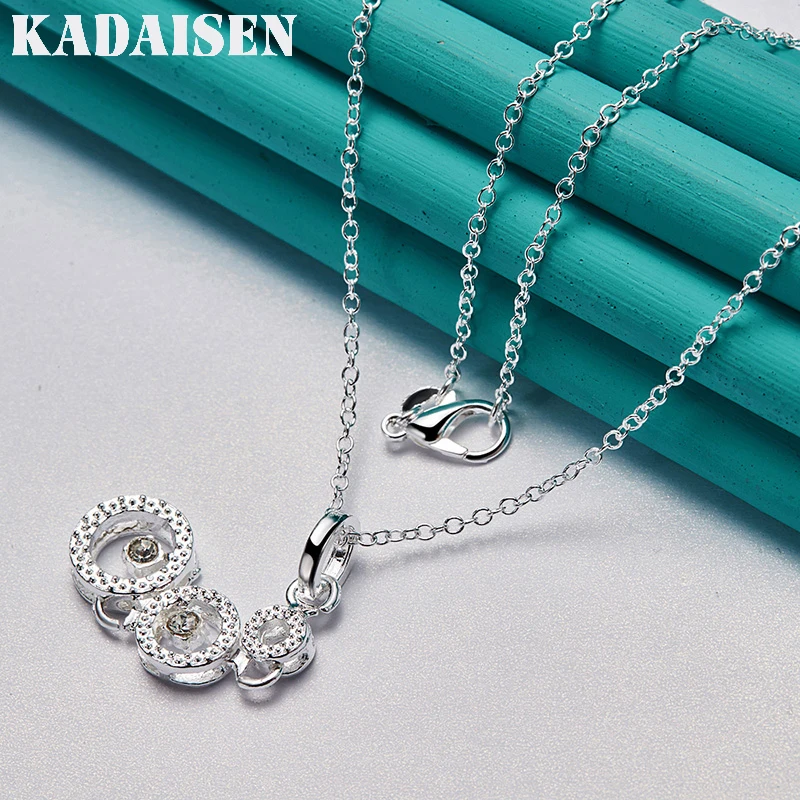 925 Sterling Silver Three Circles Zircon Pendant Necklace