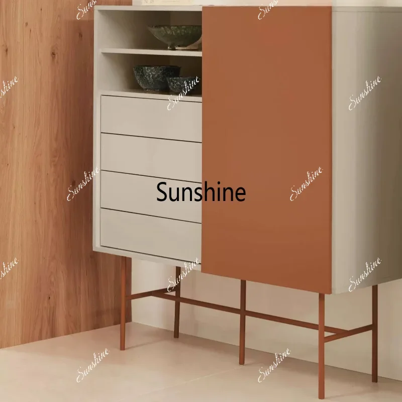 Light Luxury Minimalist Paint Side Cabinet Drawer Storage Cabinet Modern LockerTJ