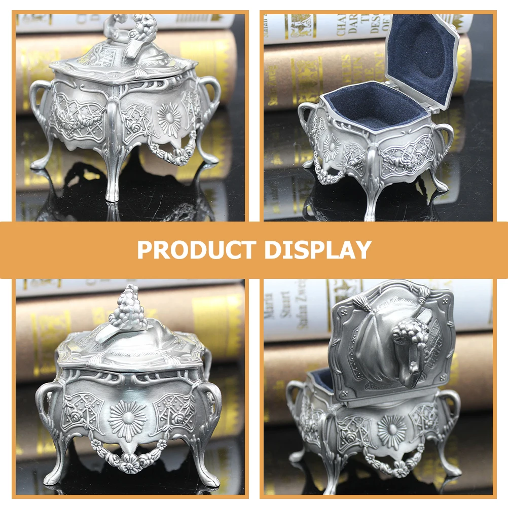 Vintage Jewelry Box Metal Storage Case for Bracelets Brooches Smooth High Foot Container ganizer for Female