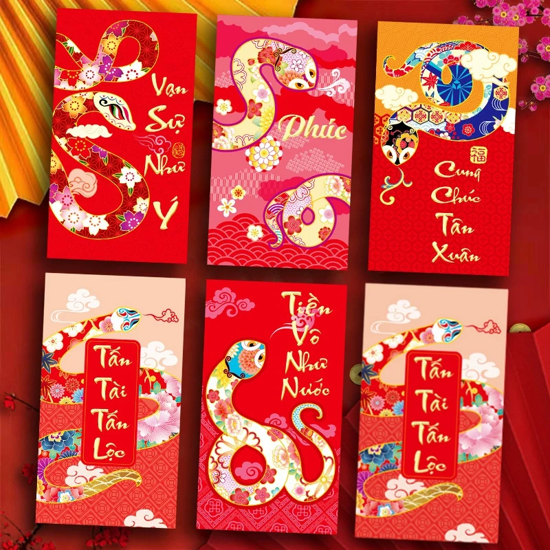 Snake Year Red Envelope 2025 Chinese New Year Red Envelopes New Year Cartoon Snake Money Hongbao Kids Gifts New Year Supplies