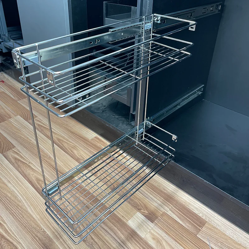 Kitchen very narrow cabinet side basket Amazon condiments two layers sidebasket small size cabinetrack storage