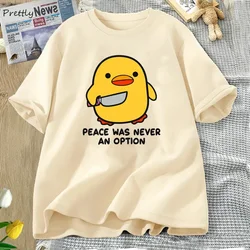 Peace Was Never An Option Tshirt Funny Goose Graphic T Shirts Summer Cotton Short Sleeve Tops Women Tee Shirt Oversize