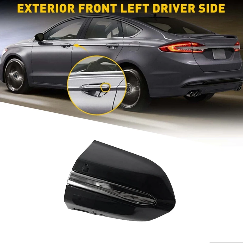 DS7Z-54218A15-DC Car Front Left Door Handle Lock Bezel Cover Cap Parts Fit For Ford Fusion Edge 2015-2020 Glossy Black