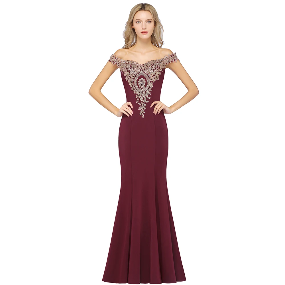 Vestidos de noche largos de sirena color borgoña de Navidad Vestido sexy de lentejuelas con hombros descubiertos y espalda descubierta Vestido ajustado hasta el suelo