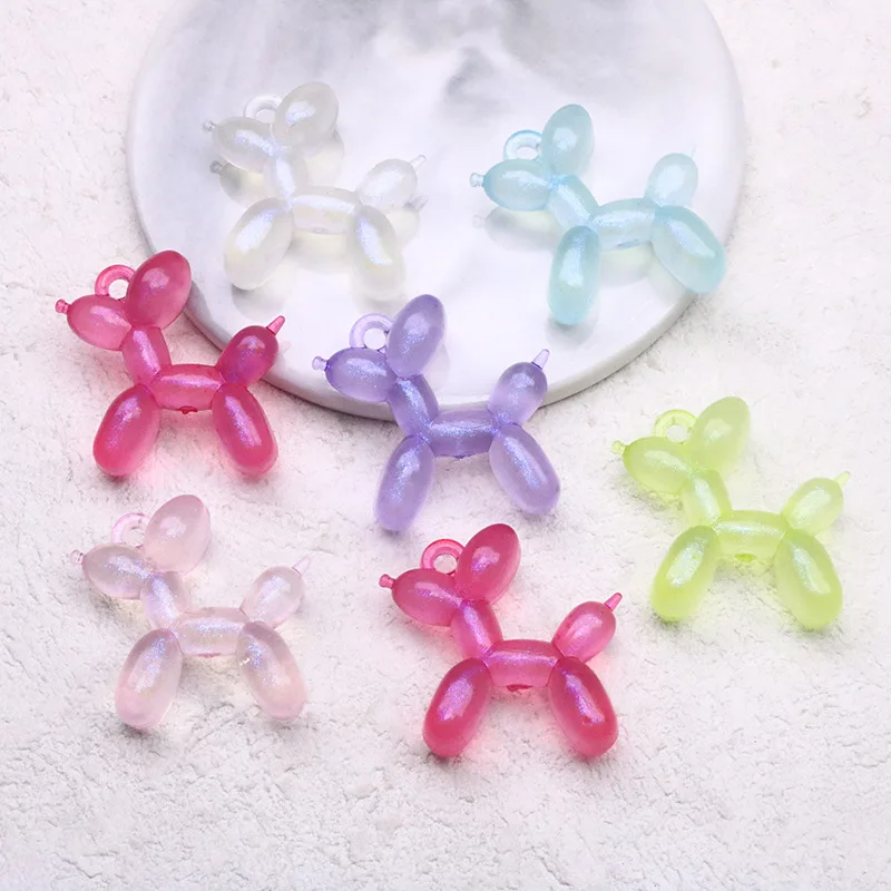 10Pcs 33x34mm 3D Balloon Dog Acrylic Charms Mixed Color Popular Animals Pendants for Earrings Keychains DIY Jewelry Make