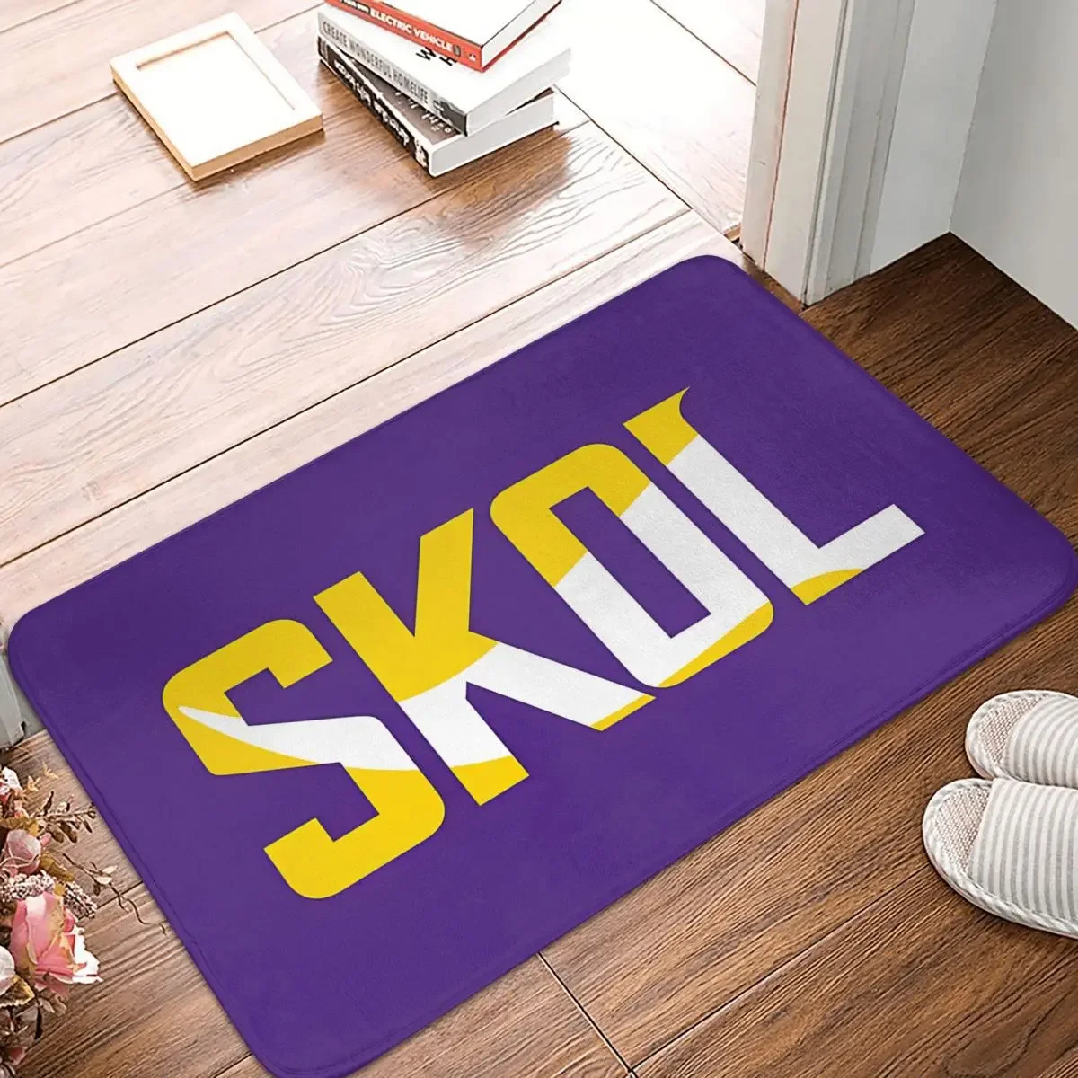 N F L Non-slip Doormat Minnesota Skol Text Design Carpet Living Room Bedroom Mat Welcome Flannel Decor