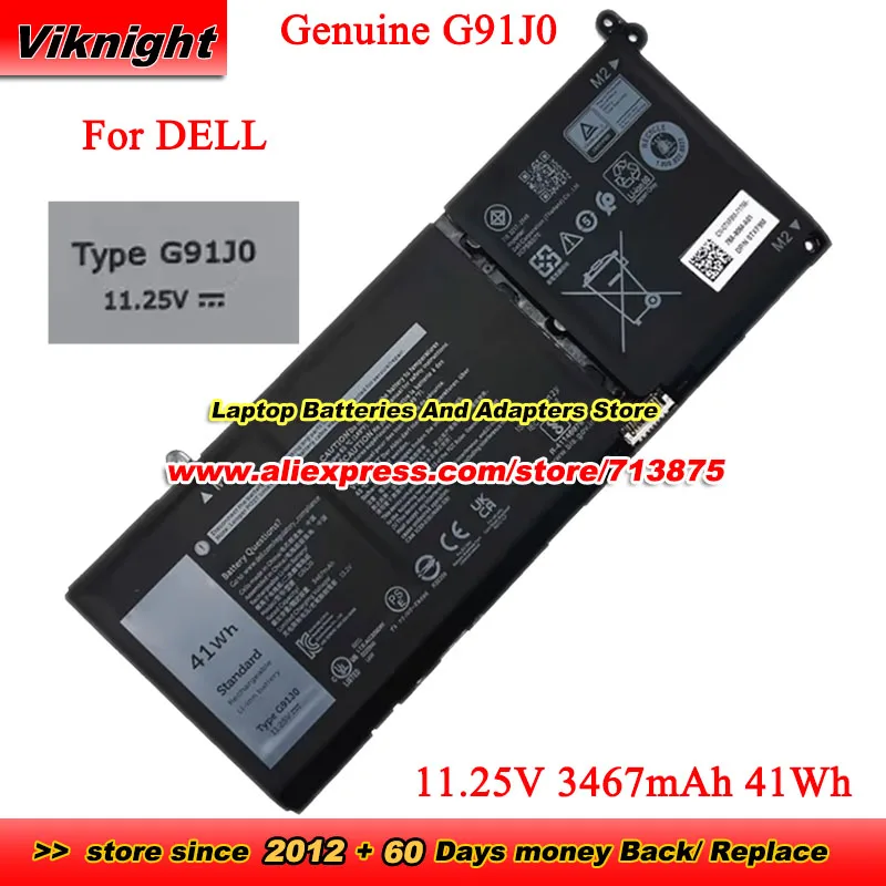 Genuine G91J0 Battery PG8YJ MGCM5 MVK11 VKYJX WV3K8 for Dell Inspiron 5518 5515 Latitude 3520 3420 3320 Vostro 3515 11.25V 41Wh