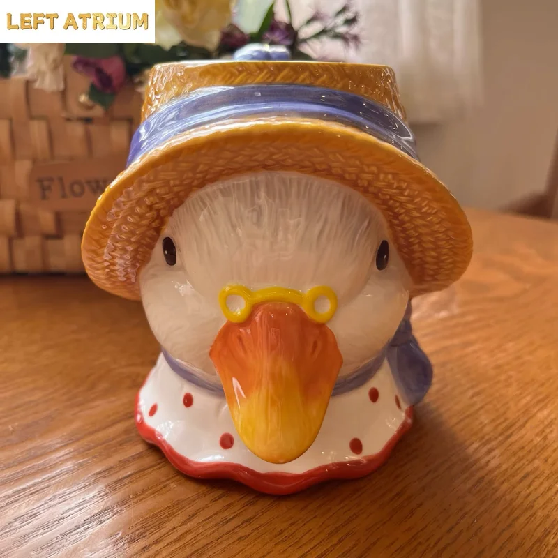 Creative hand-painted goose 500ML large capacity ceramic cup household cute breakfast milk cup coffee mug gift to friends