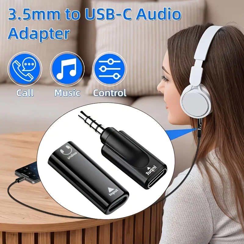 2Piece combination set3.5mmMother's headphones turned onType-CMother audio adapter Supports voice/KSong/Live Streaming/Game/KBao