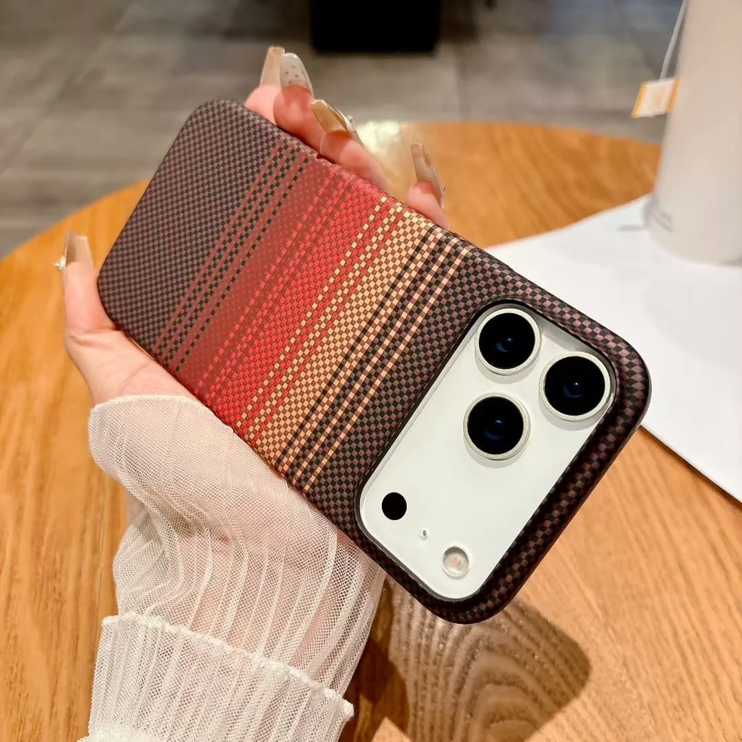 

10pcs Carbon Fiber Kevlar Pattern PC Phone Case for iPhone XR to 17 Pro for Upgraded Housing 11 to 17pro Matte tpu Back Cover