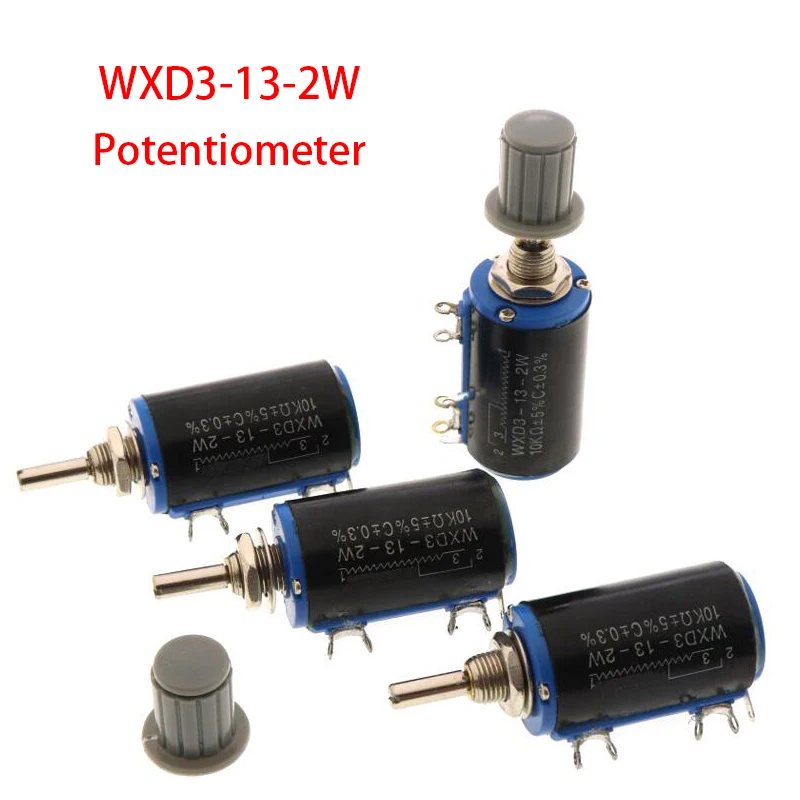 ( 1PCS WXD3-13 2W Potentiometer + 1PCS Grey knob )100 200 220 1K 2.2K 3.3K 4.7K 5.6K 6.8K 10K 22K 33K 47K 100K Ohm WXD3-13-2W