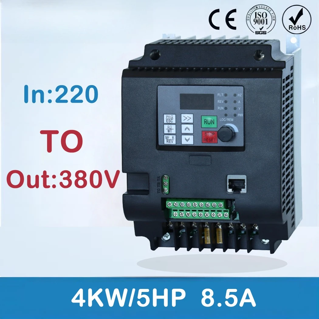 

2.2KW/4KW/5.5KW/7.5KW/11KW 220V single-phase input to 380V three-phase output variable frequency inverter