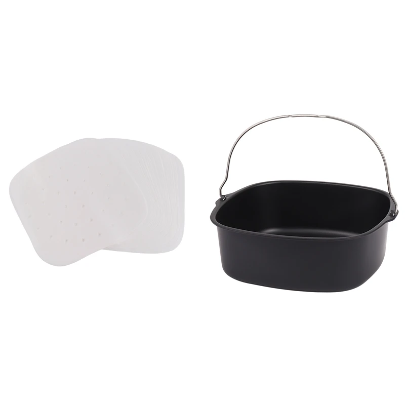 1X frytkownica elektryczna akcesoria do frytownicy do HD9860 i 100 szt. frytkownicy wkładki z papieru pergaminowego (9X9 cali)