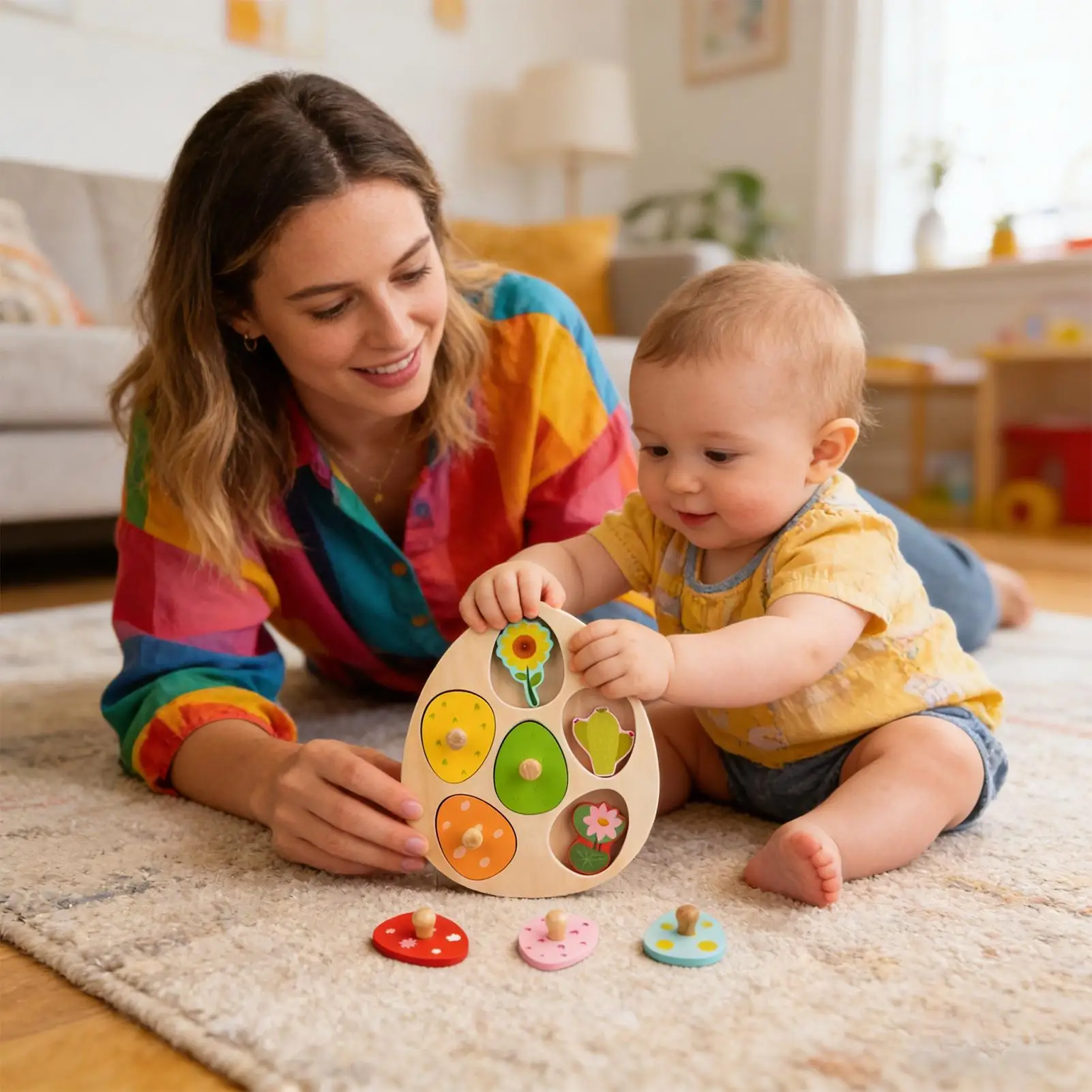 Shapes Puzzle Wooden Fine Motor Matching Board Game Shape Peg Puzzle For Road Trip Boys Girls Kids School Travel Classroom