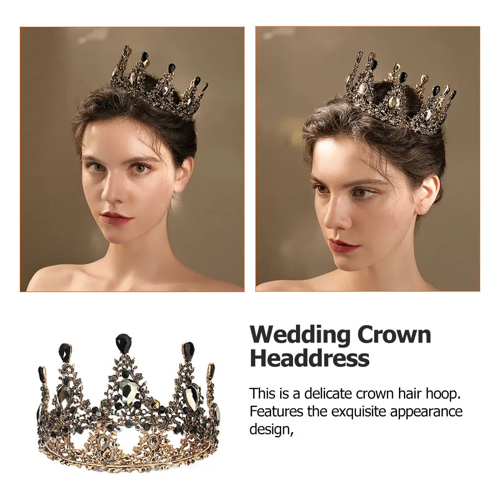 

Retro Rhinestone Wedding Crown Bride Headdress Exquisite Bridal Tiara Decor for Wedding Proposal Party Elegant Bride Rhinestone