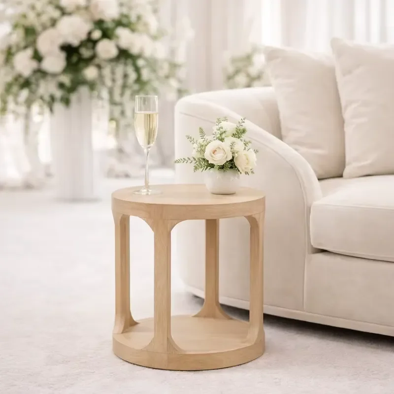 Manual Grade Round Wood Coffee Table - Ideal for Wedding, Event, Party & Rental Businesses