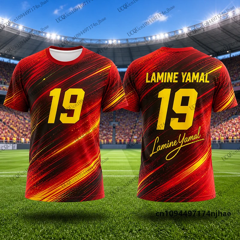 New Arriavl Summer Special Yamal #19 Print Football Jersey For Men's T-shirt Quick-Drying Sports Tees Casual Kids/Adult Tops