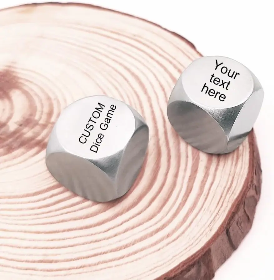 Personalized Gifts Custom Game Dice, Decision Dice, Engraved Stainless Steel Blank Dice for Date Night & Takeout