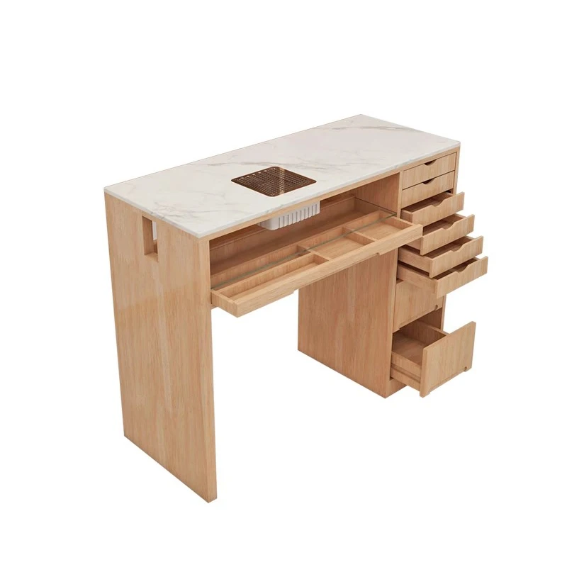 Simple Retro Nail Table With Drawers Storage Trendy Elegant Nail Table With Dust Collector Design Muebles Manicurista Furniture