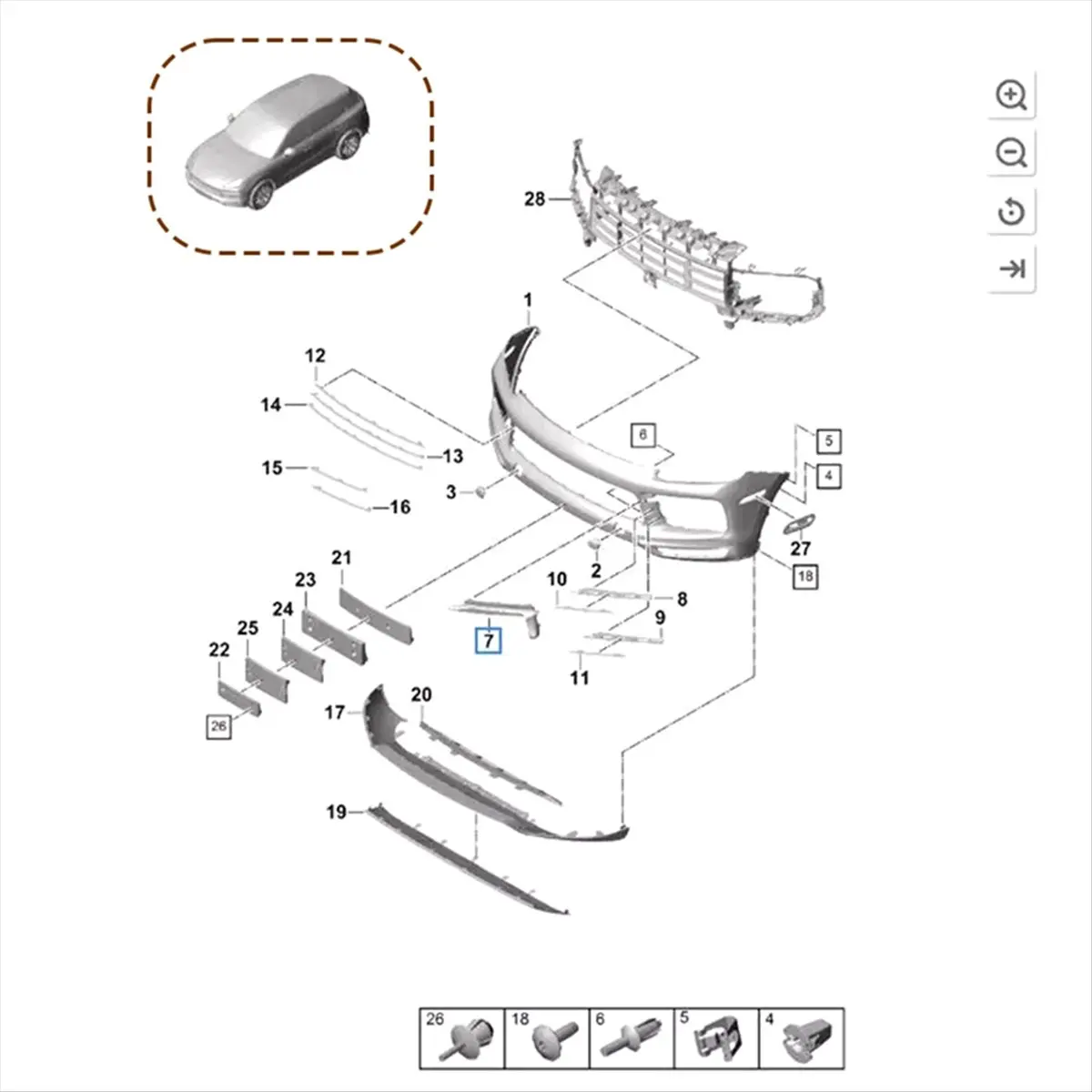 86p（ブラック）ポルシェ用フロントバンパーフォグランプライトブラケットサポート（右側）、自動車部品＆アクセサリー