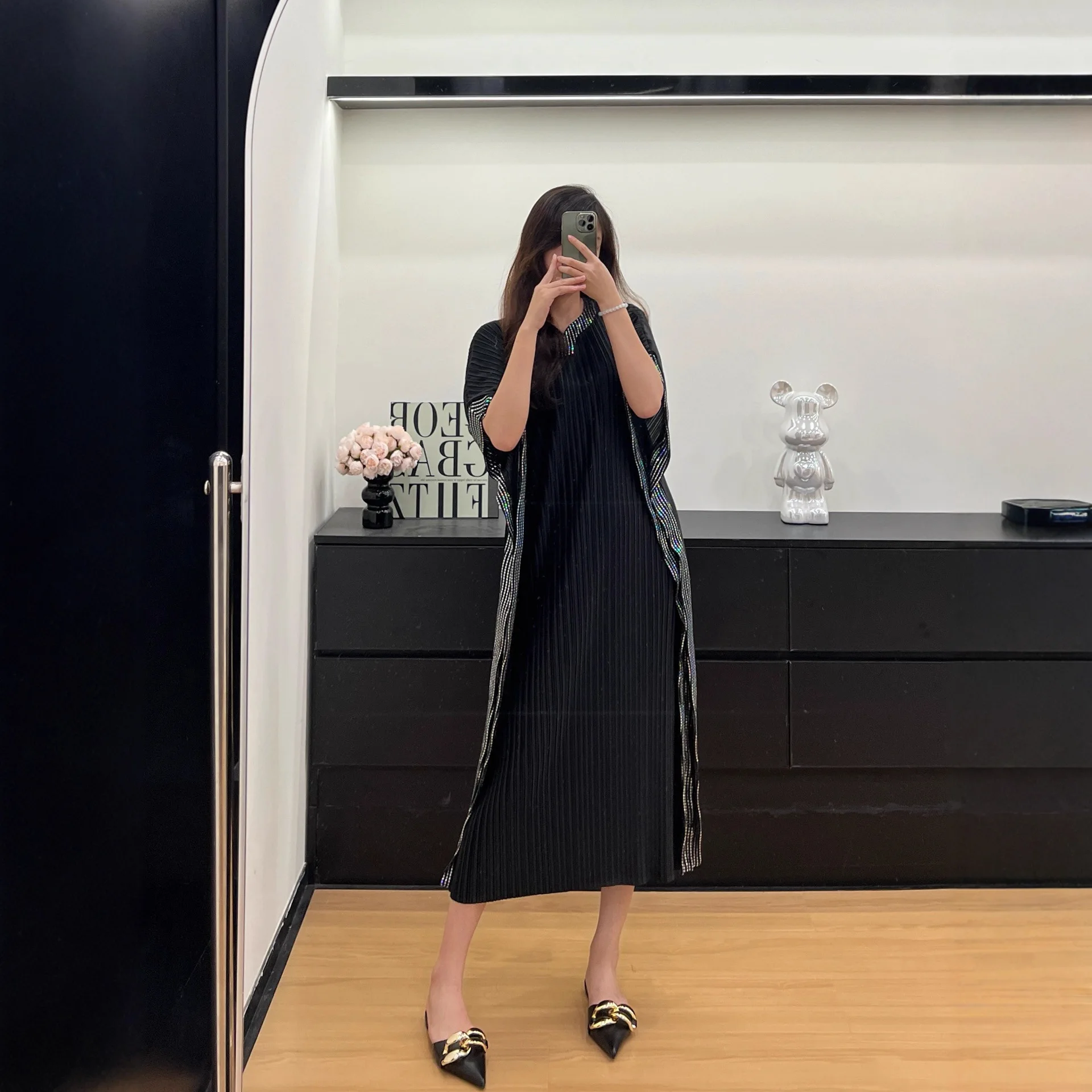 ALSEY 三宅無地ルーズ薄い無地プリーツ女性のドレス 2025 夏のファッションカジュアル百デザインセンススカート