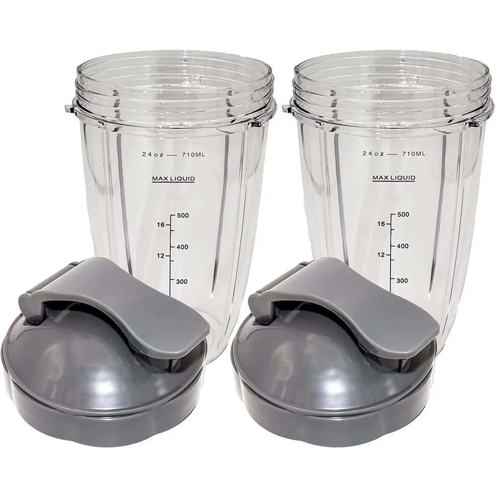 Flip Top To Go Lip Lid with 24oz Tall Cup,Compatible with Nutribullet 600W 900W(2 Pack)